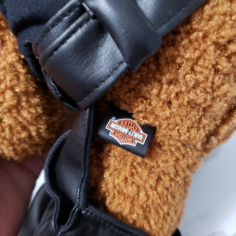 NWT Harley Davidson Biker Club teddy bear vegan leather chaps and shirt 2004 - Picture 8 of 12